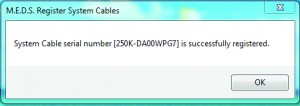 System Cable Successfully Registered